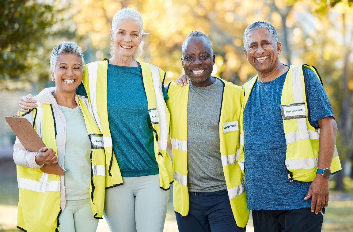 a group of volunteers collaborating